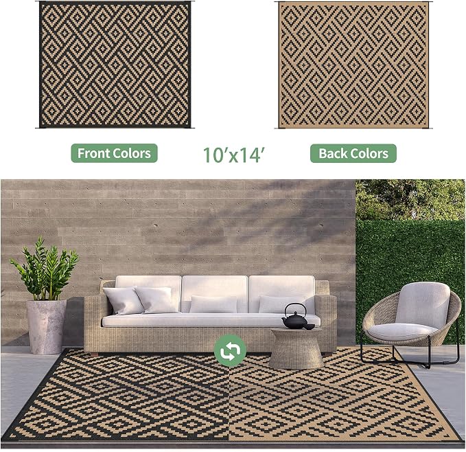 GENIMO Outdoor Rug for Patio Clearance, Reversible Plastic Straw Rugs for RV - Image 4