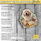 Custom Pet Face Photo Name Floral Sticker Personalized Text Image Animal Flower - Image 4