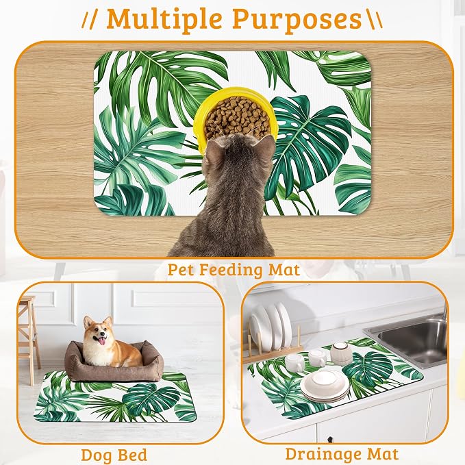 Dog Bowl Mat, Leaves Pet Feeding Mat - Image 7