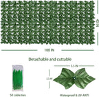 Artificial Ivy Privacy Fence Wall Screen: 40X100 in UV-Anti Faux Greenery - Image 2