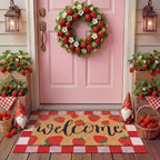 Tinideya 2 Pcs Strawberry Door Mat Fruit Pattern Design Welcome Non Slip Coir by Tinideya