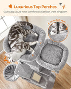 Feandrea Cat Tree, 81.1-Inch Large Cat Tower, 2 Perches, 2 Caves, Light Gray - Image 3