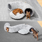 Cat Tunnel with Cat Bed for Indoor Cats, Under Christmas Tree Soft Plush - Image 3