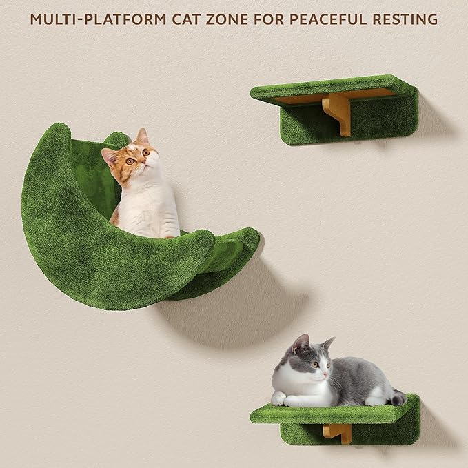 20-in-1 Cat Wall Shelves, Wall Mounted Cat Furniture w/Plush Fabric, Cat - Image 6