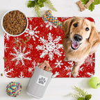 Christmas Dog Food Mat for Floors, Snowflake Absorbent Pet Food and Water Bowl - Image 7