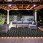 GENIMO Outdoor Rug with LED Strip Lights, Reversible Plastic Straw Rugs - Image 2