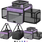 Top and 2 Sides Expandable Cat Carrier 18x11x11, TSA Airline Approved Dog by SHARLOVY