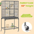 Yaheetech 63-Inch Wrought Iron Rolling Large Bird Cage - Image 7