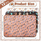 Tegeme 12 Pcs Pet Blankets Soft Fluffy Fleece Dog Cat Warm Paw Print Pattern - Image 2
