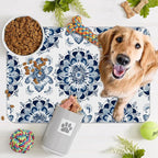 Mandala Flower Dog Food Mat for Floors, Cat Dog Bowl Mats for Food and Water - Image 7