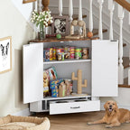 PakaLife Farmhouse Dog Food Storage Corner Cabinet, Dog Feeding Station - Image 6