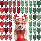 Abbylike 50 Pcs St. Patrick's Day Dog Bandanas Bulk Green Plaid Bandanas by Abbylike