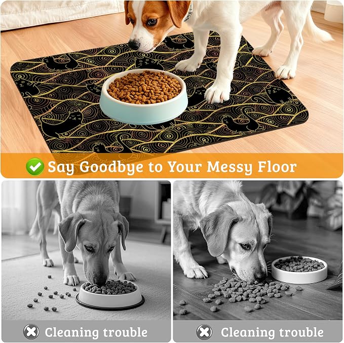 Japanese Cats Feeding Mat, Absorbent Quick-Dry Cat Dog Food and Water Bowl Mats - Image 4