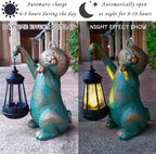 JOYBEE Garden Statues Cat with Solar Lantern Outdoor Decor-Cat Solar Figurines - Image 4