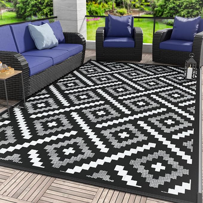 GENIMO Outdoor Rug for Patio Clearance, Reversible Plastic Straw Rugs for RV by GENIMO
