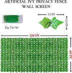 Artificial Ivy Fence Privacy Screen, 60 x 120 Inch UV-Anti Artificial Fake Ivy - Image 2