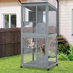 69-Inch Catio, Wooden Cat Enclosure, 4-Tier Cat House w/Waterproof Roof - Image 5