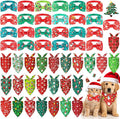 Sanwuta 50 Pcs Christmas Dog Bandanas and Collar Bow Ties Set 25 Bandanas Bulk by Sanwuta