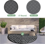 GENIMO 8' Round Outdoor Rug for Patios Clearance, Reversible Plastic Straw Rugs - Image 2