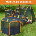 7 in 1 Outdoor Cat Enclosure, Foldable Pop-Up Mesh Playpen Tunnel - Image 4