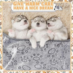 Tegeme 12 Pcs Pet Blankets Soft Fluffy Fleece Dog Cat Warm Paw Print Pattern - Image 6