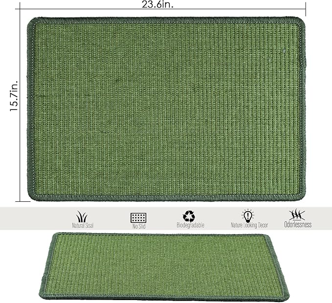 Cat Scratcher Mat, 23.6x15.7inch Natural Sisal Cat Scratchers - Image 2