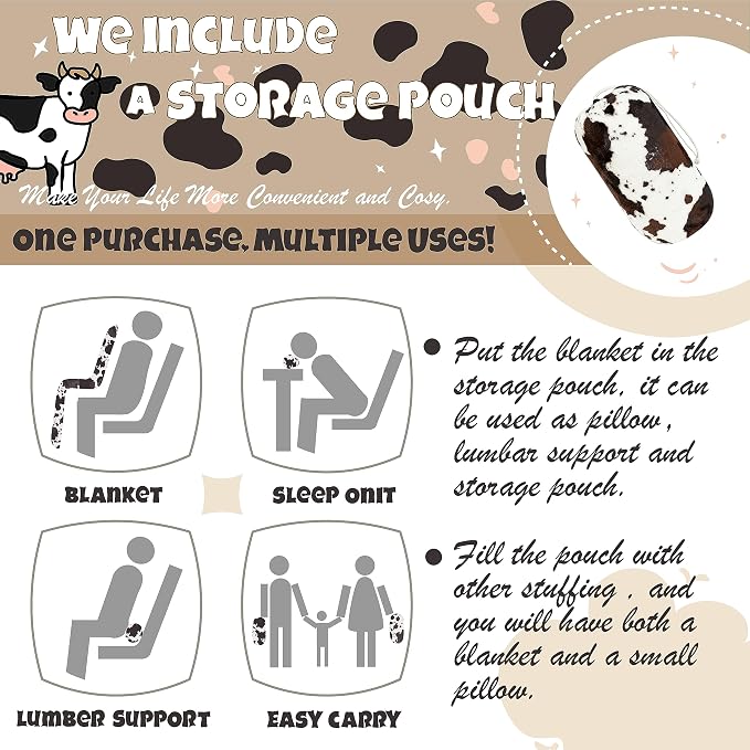 Bnuitland Brown Cow Print Throw Blanket - Image 3