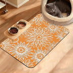 Retro Geometric Aesthetic Dog Food Mat, Quick Dry Dog Placemat Non Slip Rubber by Unknown