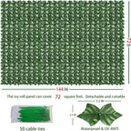 Artificial Ivy Privacy Fence Wall Screen: 72 x144 in UV-Anti Faux Greenery - Image 2