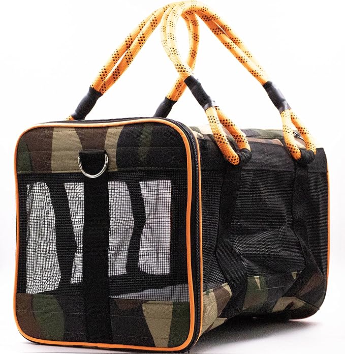 Buddy's Best Airline Approved Pet Carrier – Army Camo & Orange - Image 4