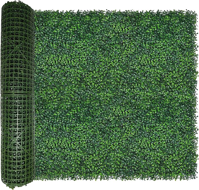 Artificial Boxwood Roll: 40x120 in UV-Anti Faux Ivy Boxwood Hedge Leaf Grass by ODTORYHOME
