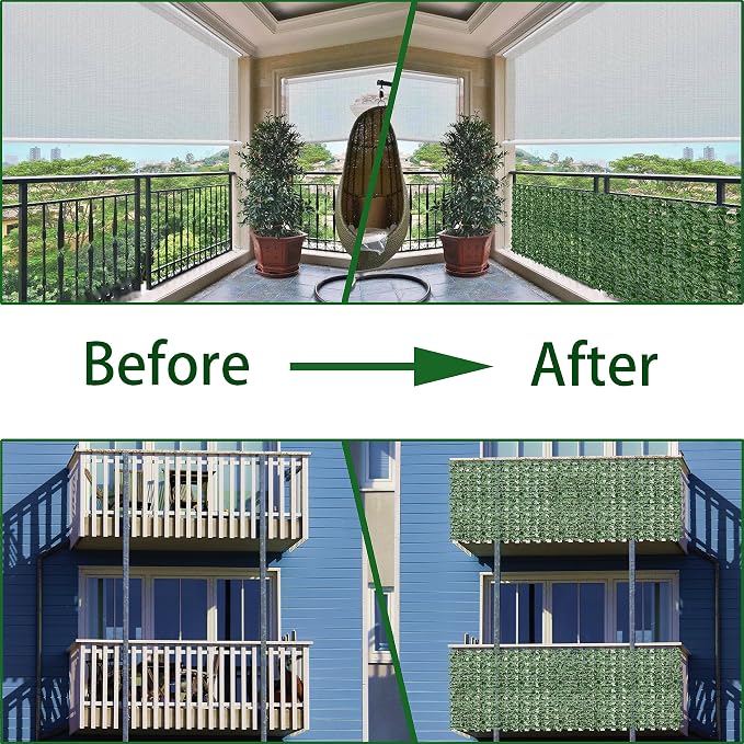 Artificial Fence Privacy Screen: 4FT x 50FT UV-Anti Faux Greenery Backdrop Ivy - Image 4